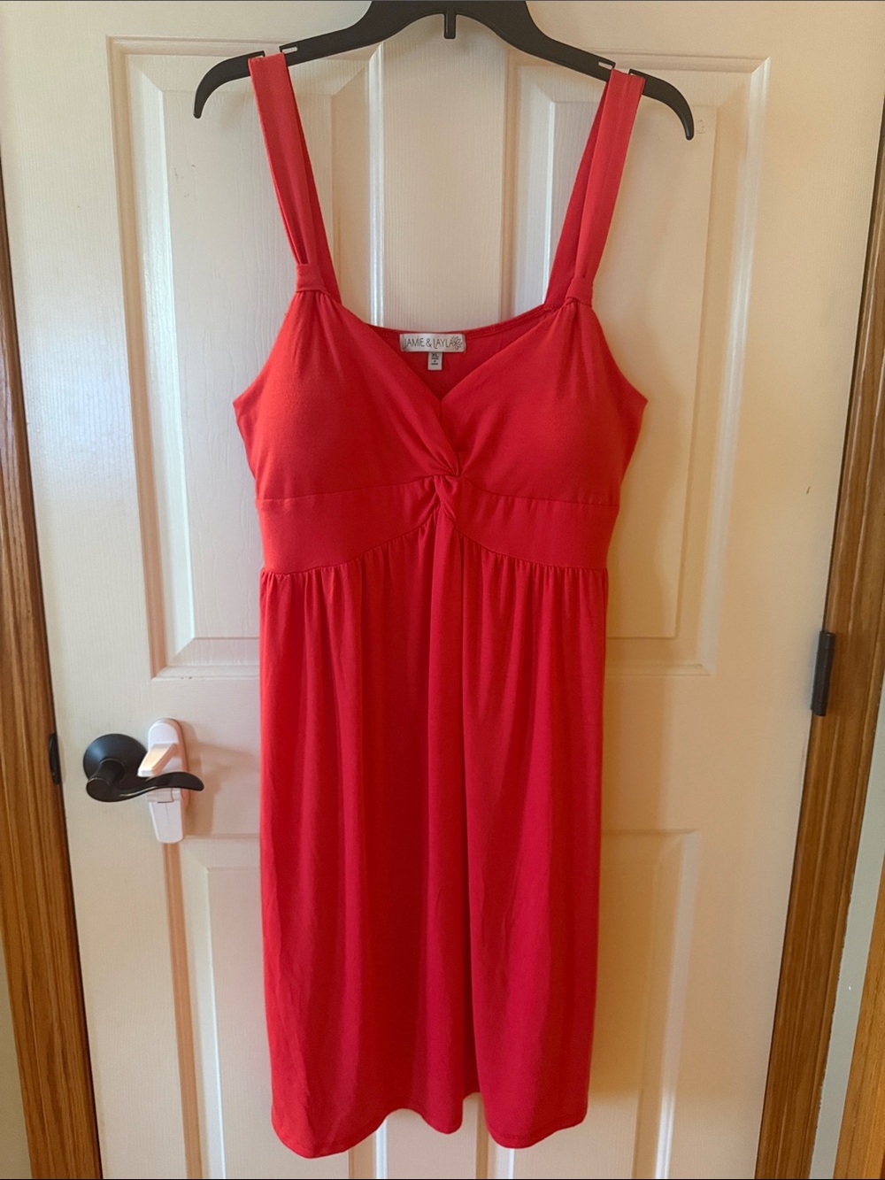 Jamie & Layla Red Twist-Front Midi Dress